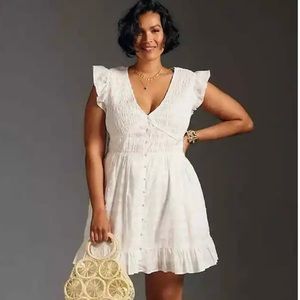 ANTHROPOLOGIE The Peregrine Mini Dress White 3X NWT $148